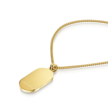 Pill Dog Tag Necklace 18 K Gold Plated Steel, 3 of 8