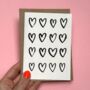 Black Hearts Risograph Card, thumbnail 1 of 3