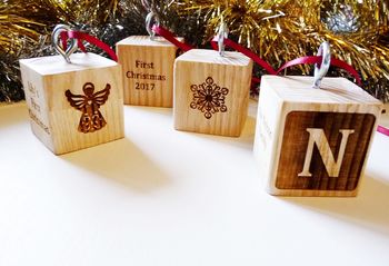 Personalised Christmas Wooden Hanging Block, 3 of 6