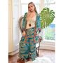Turquoise And Pink Paisley Viscose Long Summer Jacket, thumbnail 3 of 4
