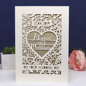 Personalised Papercut 'On Your Wedding Day' Card, 3 of 9
