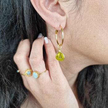 Peridot August Birthstone Gold Plated Round Hoops, 2 of 4