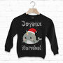 Joyeux Narwhal Kids Christmas Sweatshirt, thumbnail 2 of 5