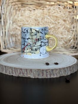 Hand Thrown Ceramic Mug/Asemic Writing, 2 of 5