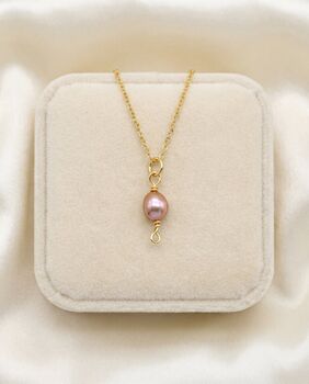 Dainty Pink Pearl Tarnish Free Gold Plated Necklace, 2 of 5