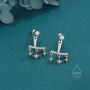 Sterling Silver Dangling Starburst Star Ear Jacket, thumbnail 5 of 12