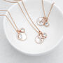 Rose Gold Initial Necklace With Pearl + Crystal Charms, thumbnail 2 of 8