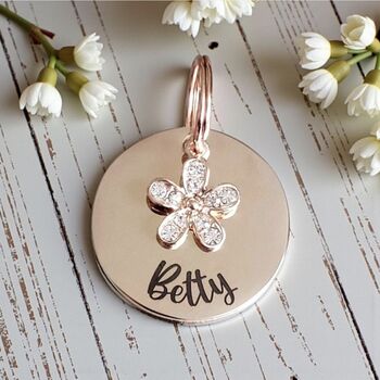 Gold Daisy Pet ID Tag, Gold, Silver Or Rose Gold, 4 of 4