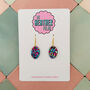 Mini Teal, Pink And Gold Oval Glitter Resin Earrings, thumbnail 1 of 4