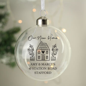 First Christmas In Our New Home Glass Bauble, 4 of 5