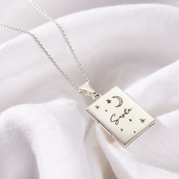 Engraved Celestial Name Book Locket Necklace, 6 of 8