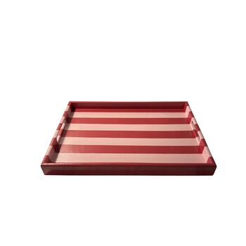 Pink And Red Striped Decorative Tray With Handles, 2 of 5