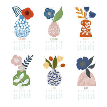 2024 Illustrated Floral Vase Desk Calendar, 3 of 4