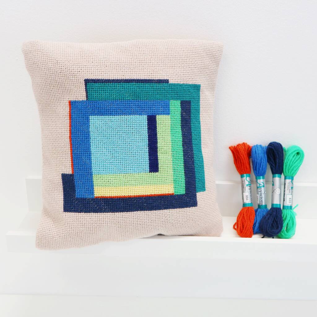 Modern Needlepoint Kit With Hand Painted Canvas By StitchKits Crafts