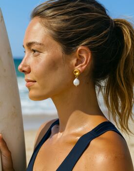 Ava Earrings 18k Gold Plated Titanium, Tarnish Free, Hypoallergenic + Waterproof, 9 of 9
