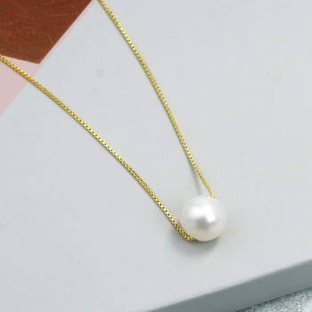 Sterling Silver Floating Pearl Necklace, 5 of 6