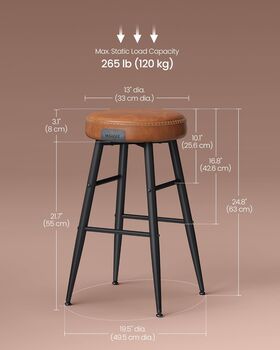 Set Of Two Bar Stools Synthetic Leather With Stitching, 9 of 12
