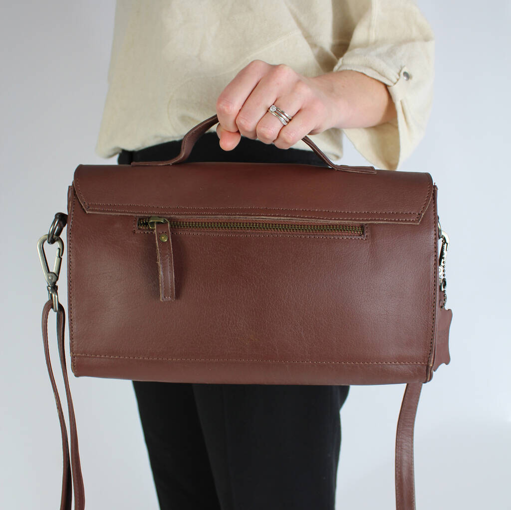 'Zandra' Leather Crossbody Bag In Brown By Vintage Child ...