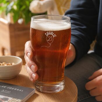 Engraved Pint Glass Personalised 21st Birthday Gift, 3 of 11