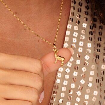 Christmas Reindeer Charm Necklace, Sterling Silver Or 18ct Gold Plated, 2 of 11