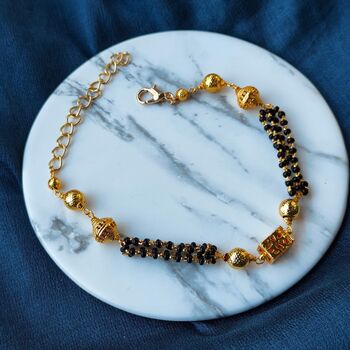 Indian Nazaria Gold Square Bead Mangalsutra Bracelet, 5 of 5