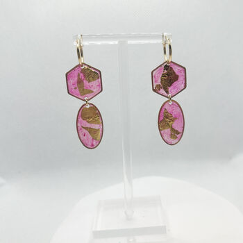 Pink And Gold Foil Geometric Statement Earrings, 7 of 9