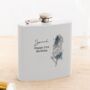 Personalised Watercolour Birth Flower White Hip Flask, thumbnail 2 of 5