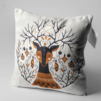 Christmas White Cushion Cover With Reindeer Themed, 2 of 7