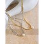 Milan D’or Gold Pearl Drop Ribbed V Blossom Necklace, thumbnail 1 of 4