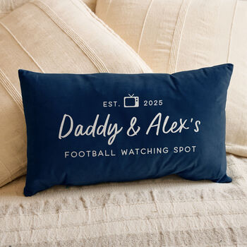 Personalised Tv Watching Spot Velvet Cushion, 2 of 4