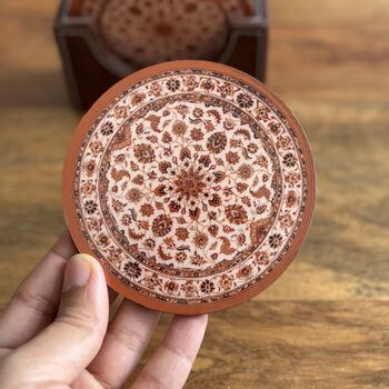 Set Of Six Coasters With Case, Indian Print, 10 of 12