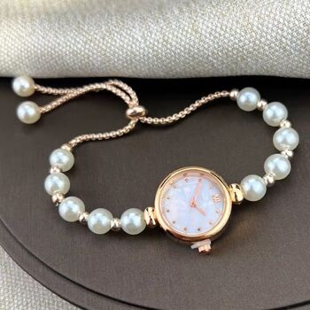 Elegant Rose Gold Beaded Dial Bracelet Watch, 2 of 6