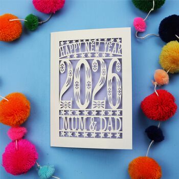 Personalised 2026 Papercut Happy New Year Card, 4 of 8