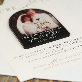 Modern Acrylic Photo Vow Renewal Invitation Magnet, 3 of 5