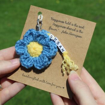Personalised Crocheted Flower Keyring Letterbox Gift, 6 of 12