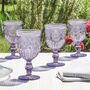 Set Of Four Embossed Purple Wine Goblets, thumbnail 1 of 5