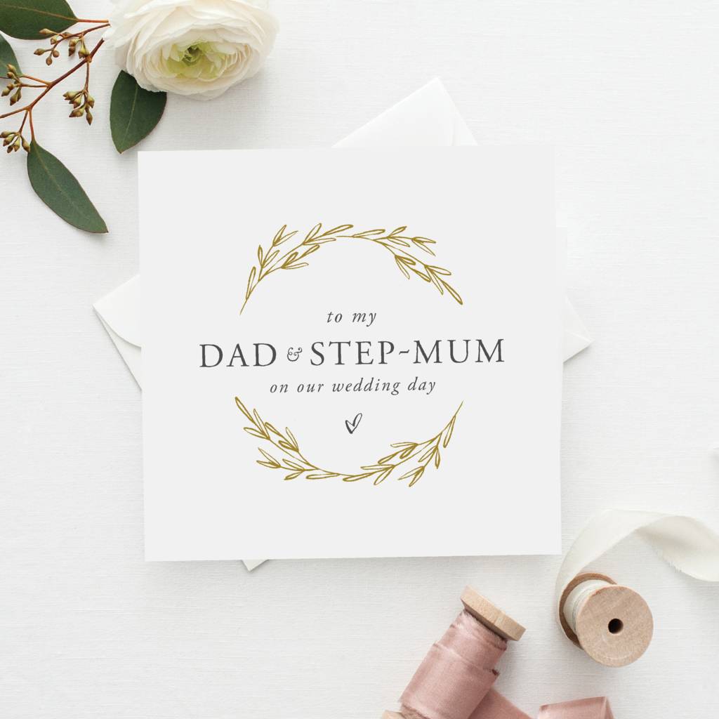 To My Dad And Step Mum Wedding Card | Gold Effect, 1 of 2