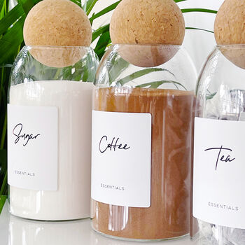 Set Of Tea, Coffee And Sugar Cork Ball Glass Jars, 4 of 9