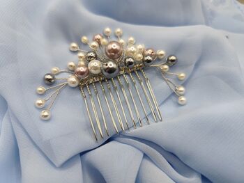 Pearl Hair Comb With White, Grey And Lilac Pearls, 4 of 9