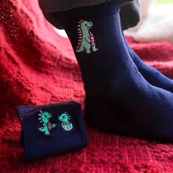 Personalised Dinosaur Socks Gift For Dad, 4 of 4