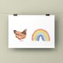Buff Sussex Hen And Rainbow Art Print, thumbnail 2 of 2