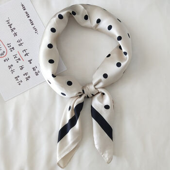 White Polka Dot Silk Square Scarf, 3 of 5