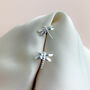 Sterling Silver Dainty Dragonfly Stud Earrings, thumbnail 3 of 4