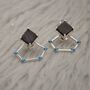 Raw Black Onyx, Turquoise Sterling Silver Earrings, thumbnail 5 of 8