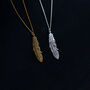 Feather Necklace In Sterling Silver, 24ct Gold Vermeil, thumbnail 6 of 12