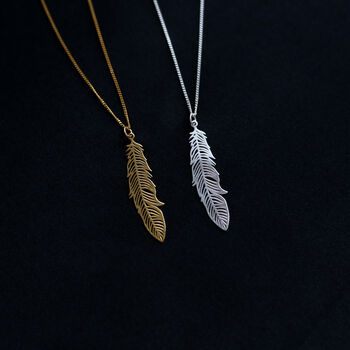 Feather Necklace In Sterling Silver, 24ct Gold Vermeil, 6 of 12