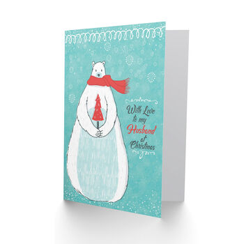 With Love To My Husband Polar Bear Christmas Card, 2 of 4