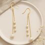 Gold Plated Sterling Silver Freshwater Pearl Long Drop Earrings, thumbnail 3 of 4