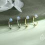 Minimalist Opal Huggie Hoop Threader Earrings In Sterling Silver, thumbnail 5 of 12