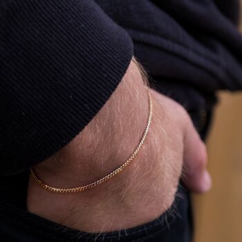 Gold Plated Thin Miami Cuban Bracelet Chain For Men, 2 of 11